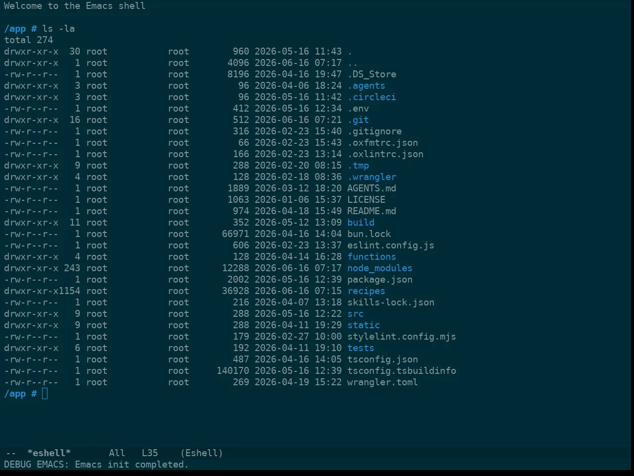 Doom Solarized Dark Theme in eshell