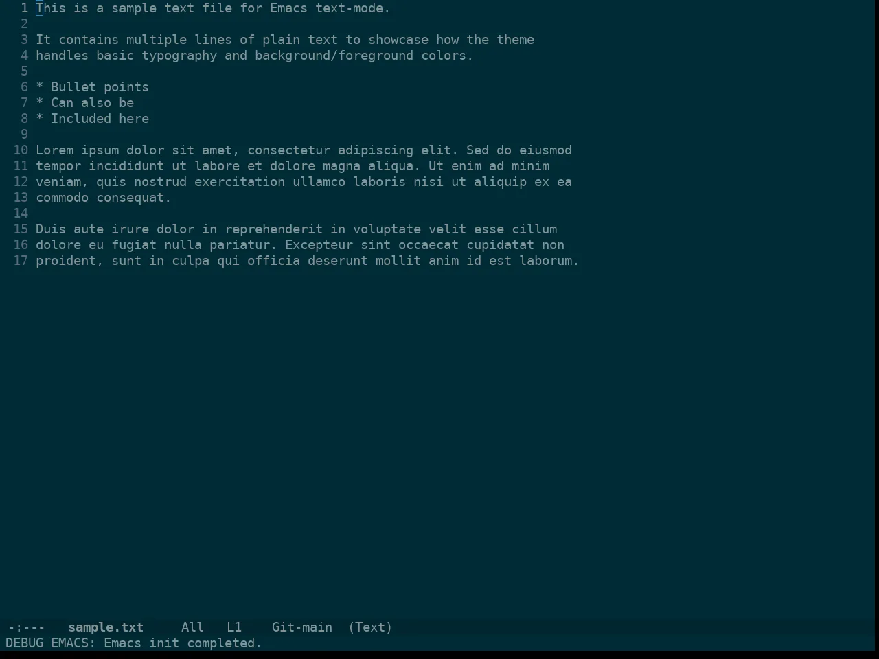 Doom Solarized Dark Theme in text-mode
