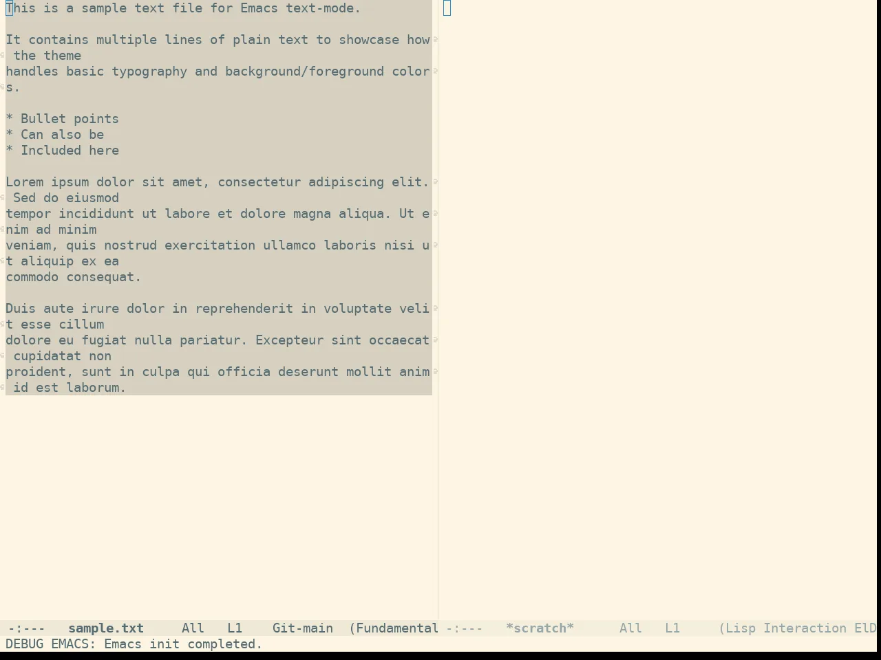Doom Solarized Light Theme in fundamental-mode