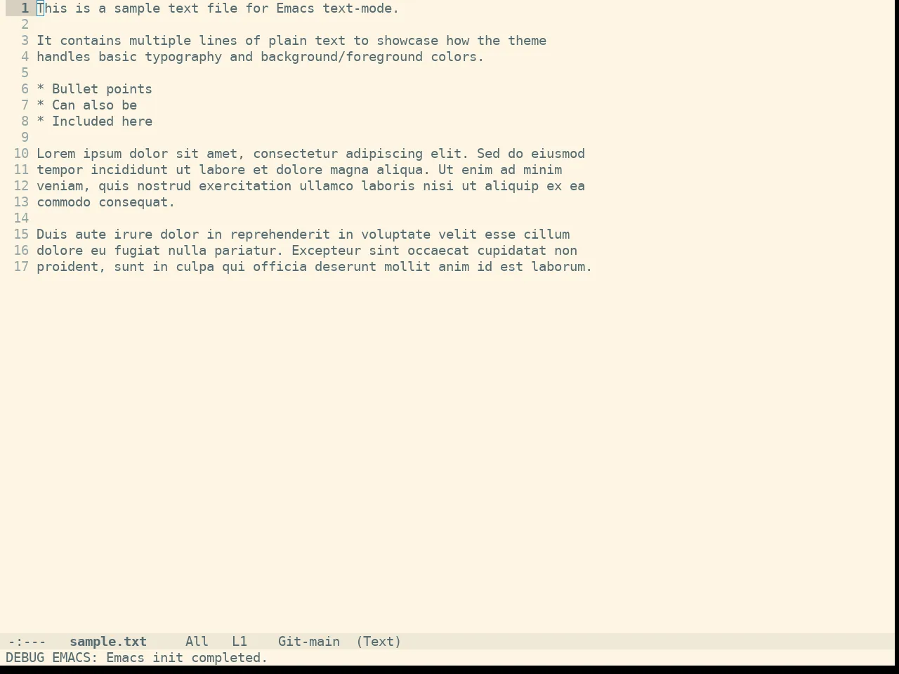 Doom Solarized Light Theme in text-mode