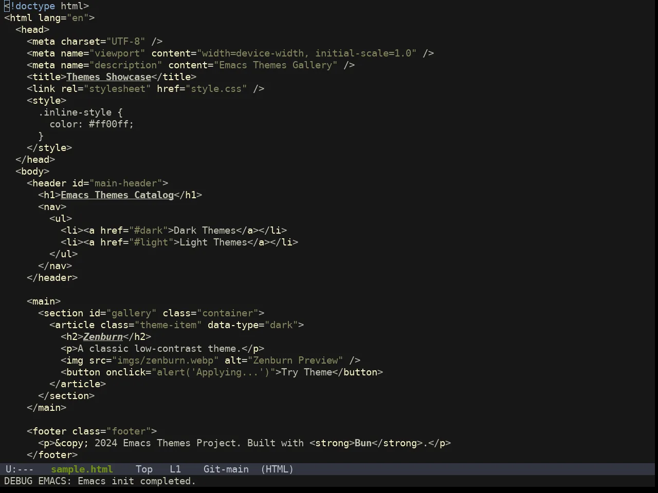 Doom Sourcerer Theme in html-mode