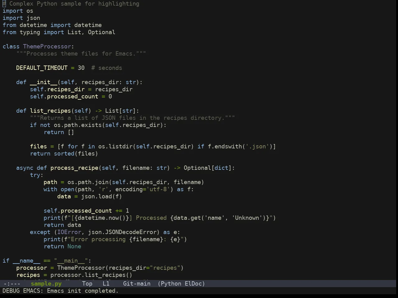 Doom Sourcerer Theme in python-mode