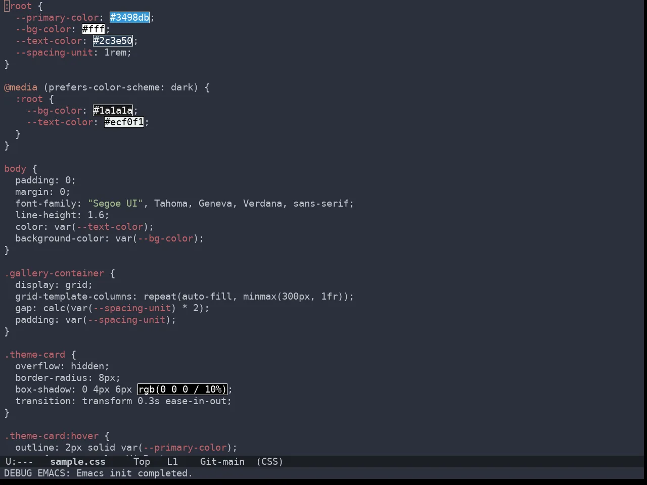 Doom Spacegrey Theme in css-mode