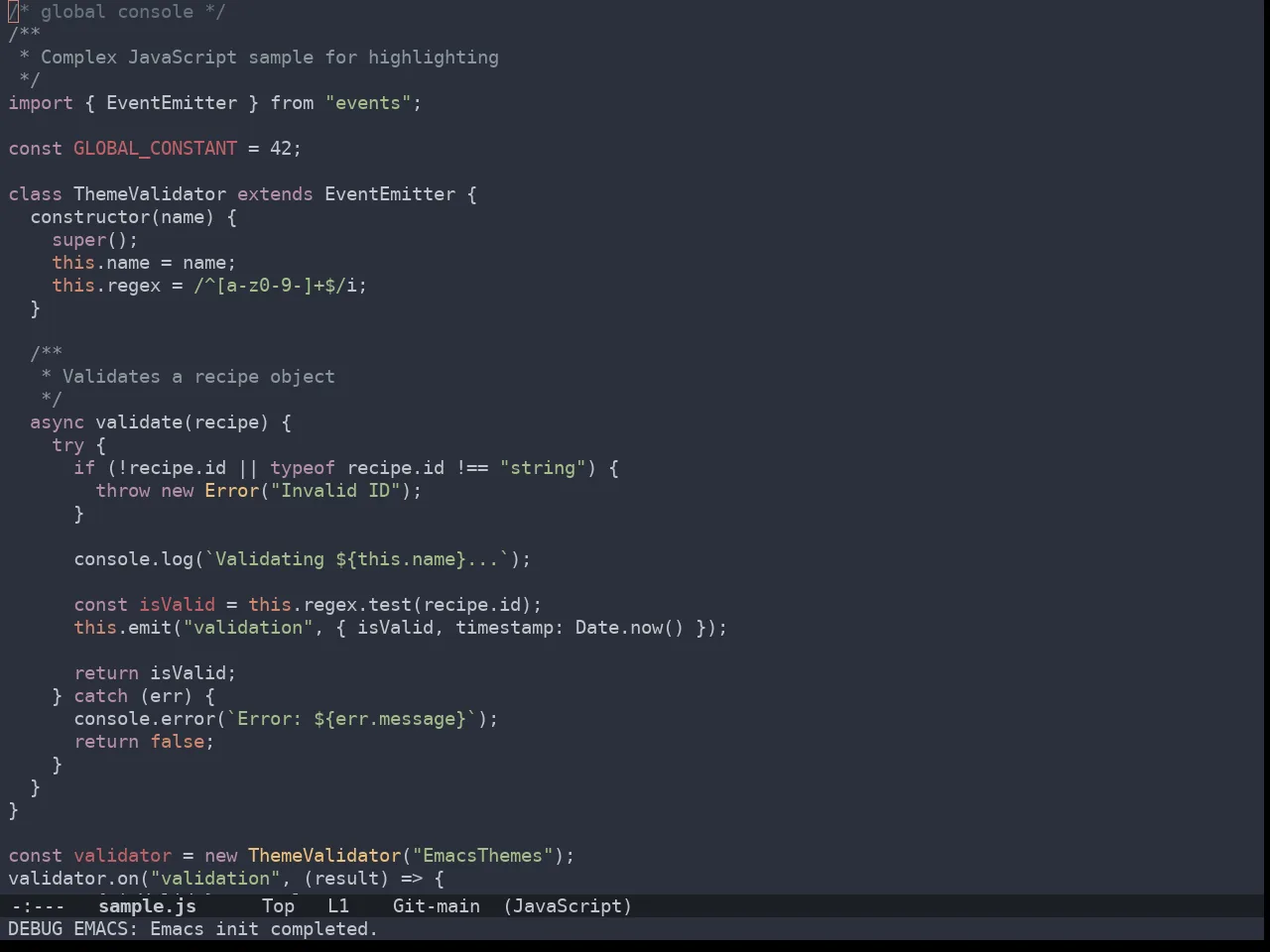Doom Spacegrey Theme in javascript-mode