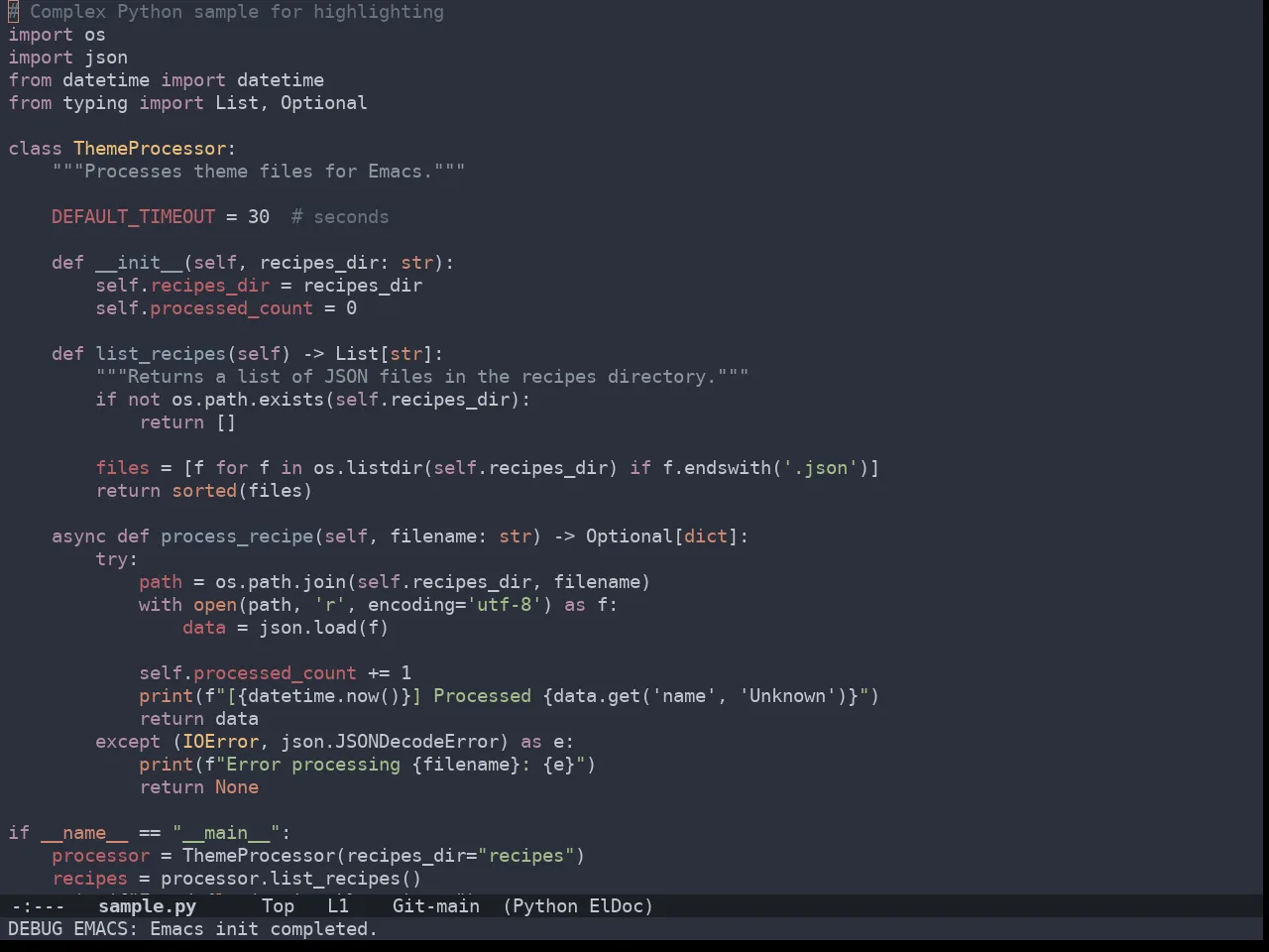Doom Spacegrey Theme in python-mode