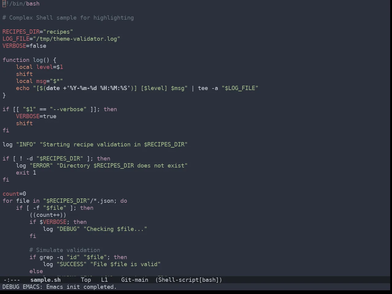 Doom Spacegrey Theme in sh-mode