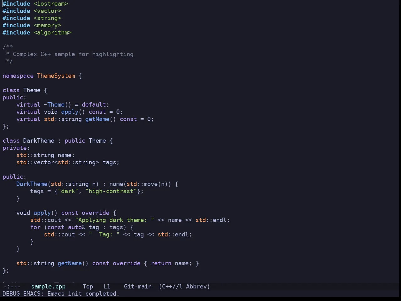 Doom Tokyo Night Theme in c++-mode