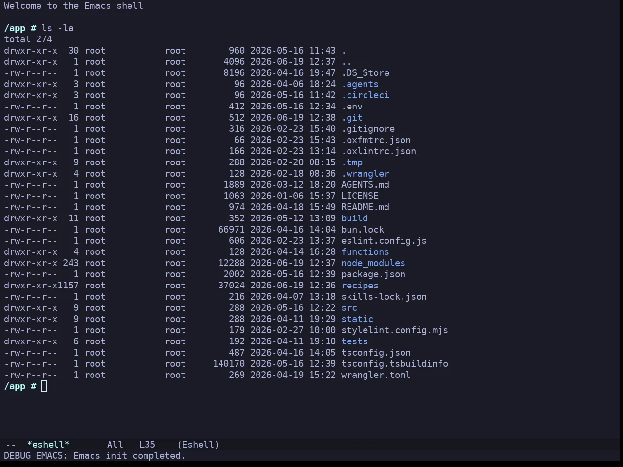Doom Tokyo Night Theme in eshell