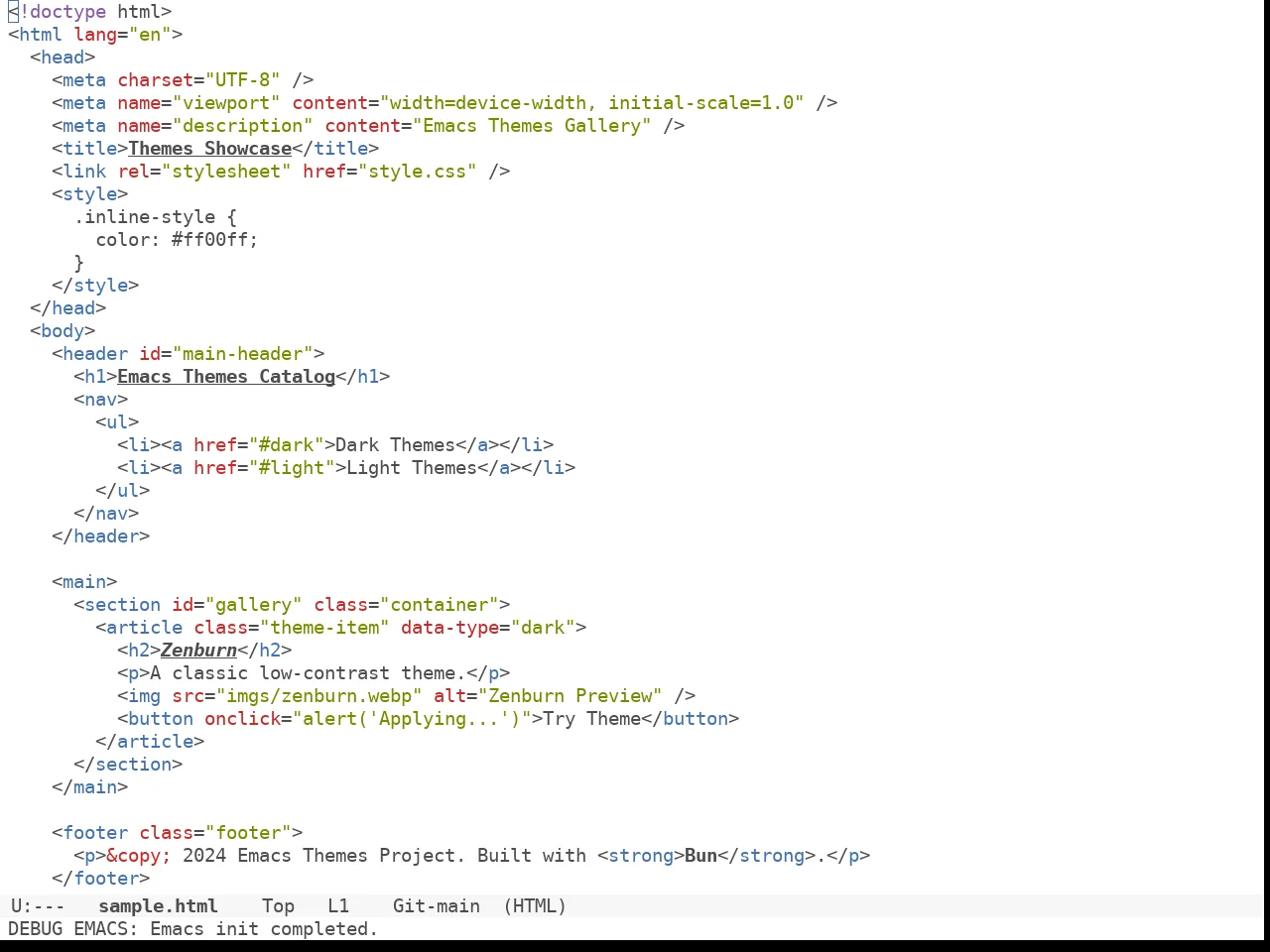 Doom Tomorrow Day Theme in html-mode