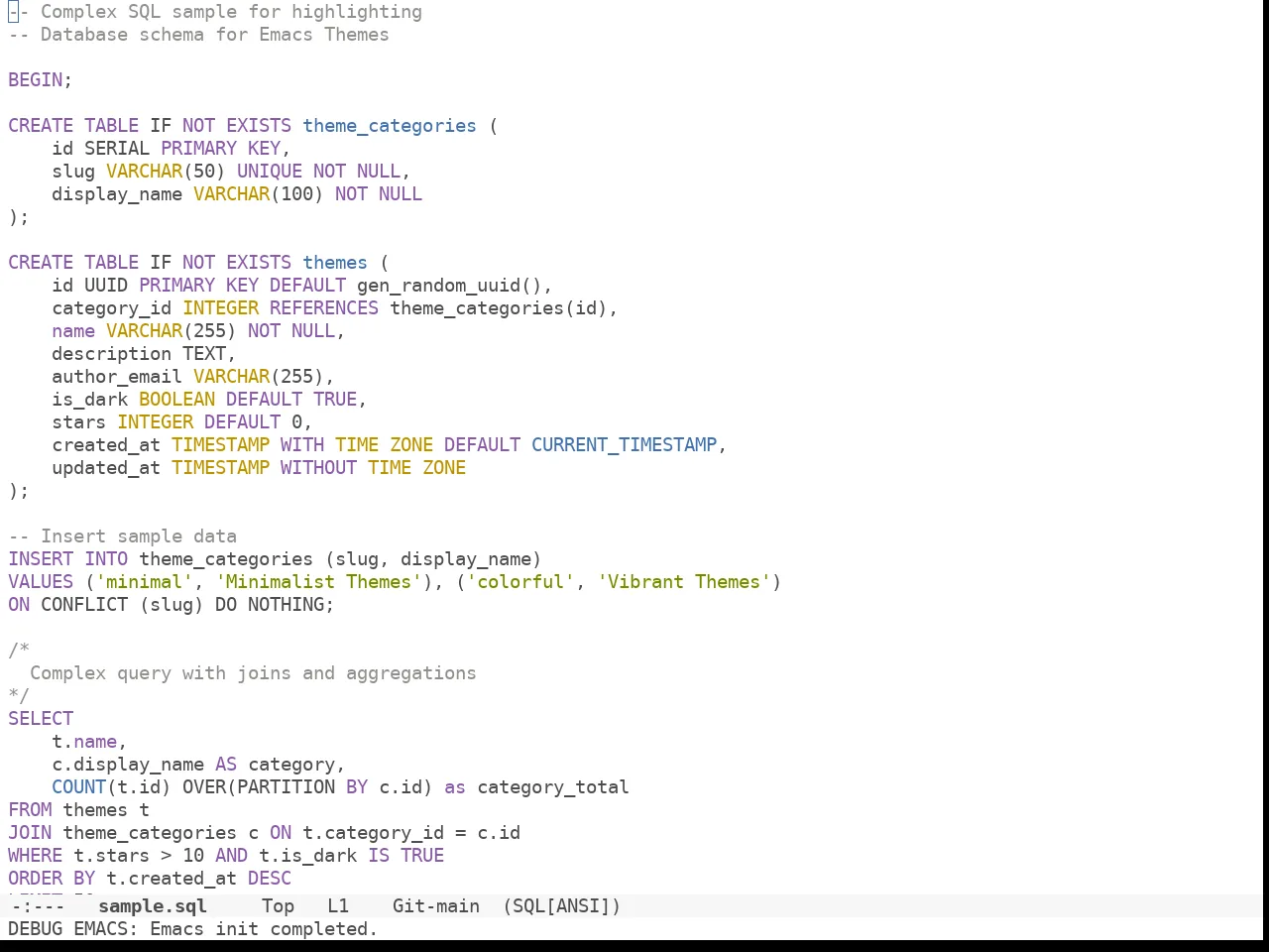 Doom Tomorrow Day Theme in sql-mode