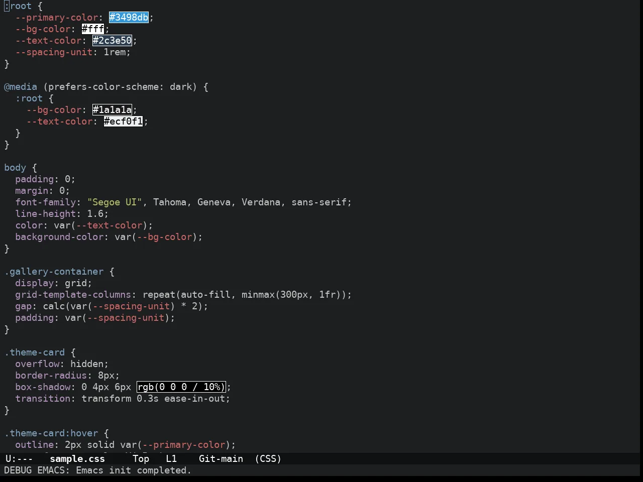 Doom Tomorrow Night Theme in css-mode