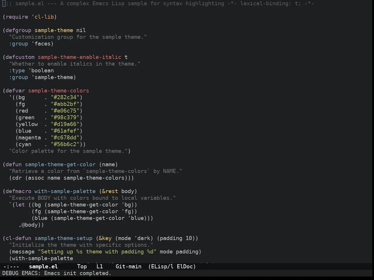 Doom Tomorrow Night Theme in emacs-lisp-mode