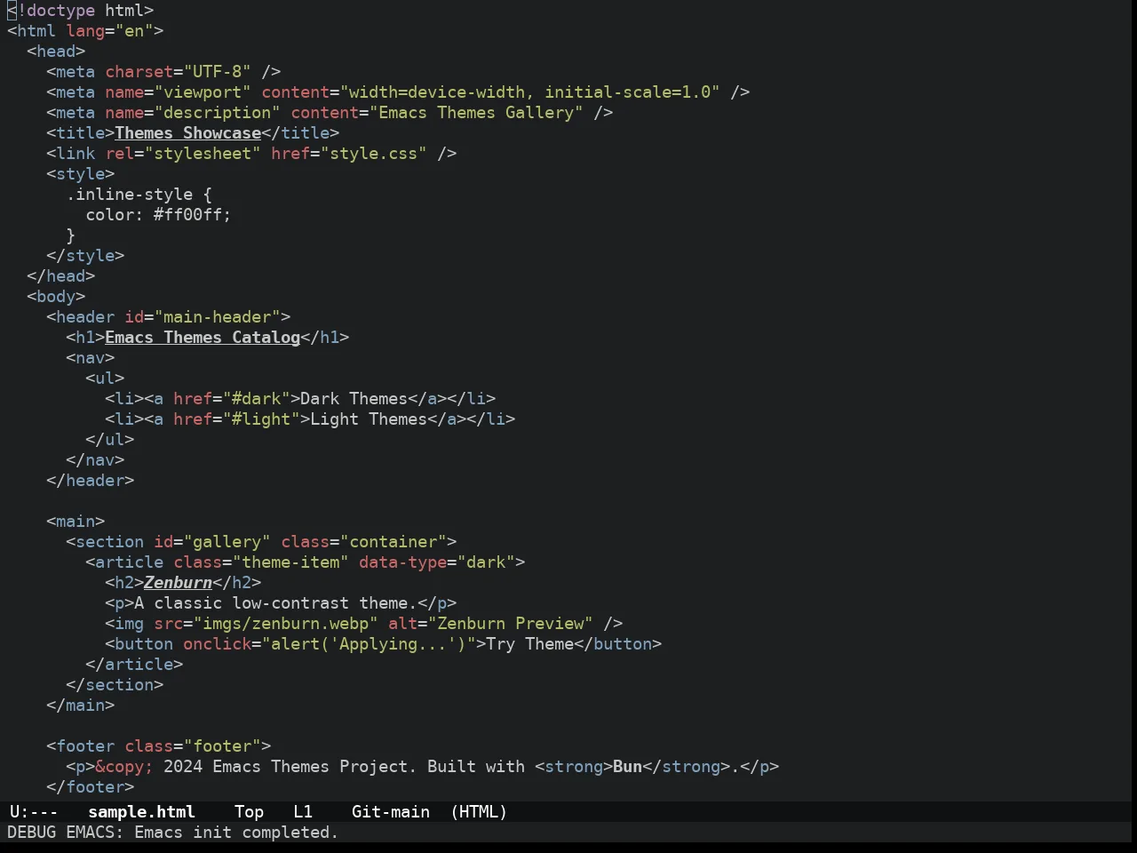 Doom Tomorrow Night Theme in html-mode