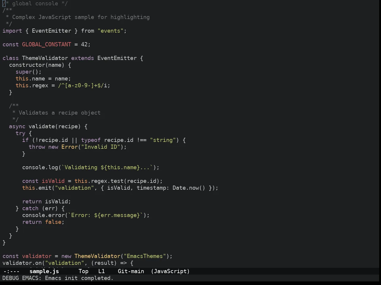 Doom Tomorrow Night Theme in javascript-mode