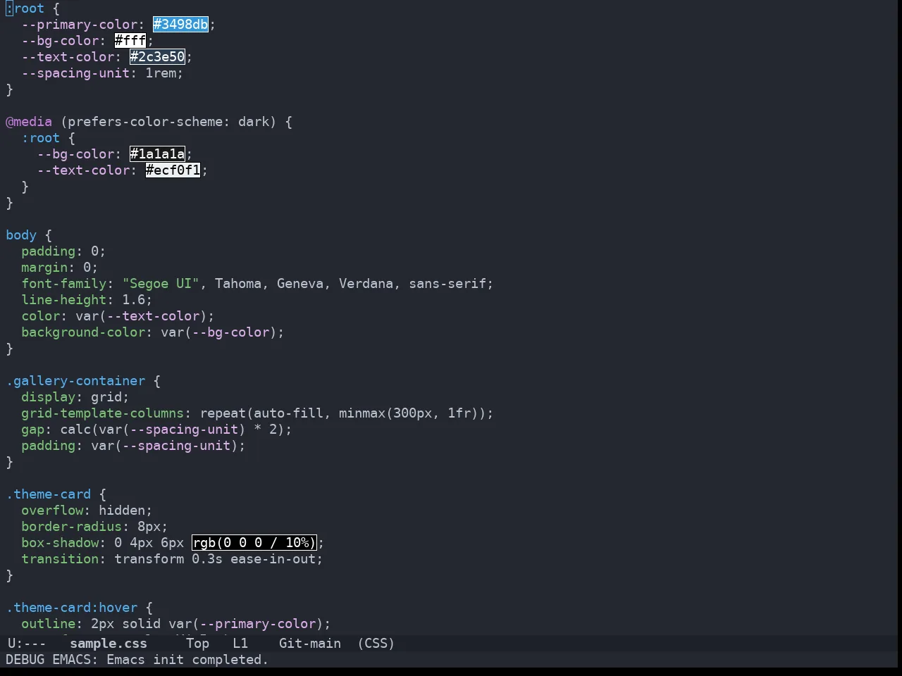 Doom Vibrant Theme in css-mode