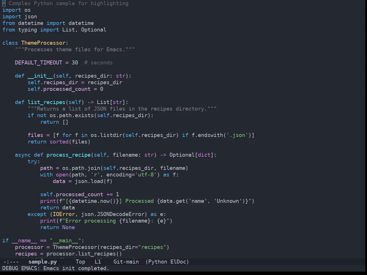 Doom Vibrant Theme in python-mode
