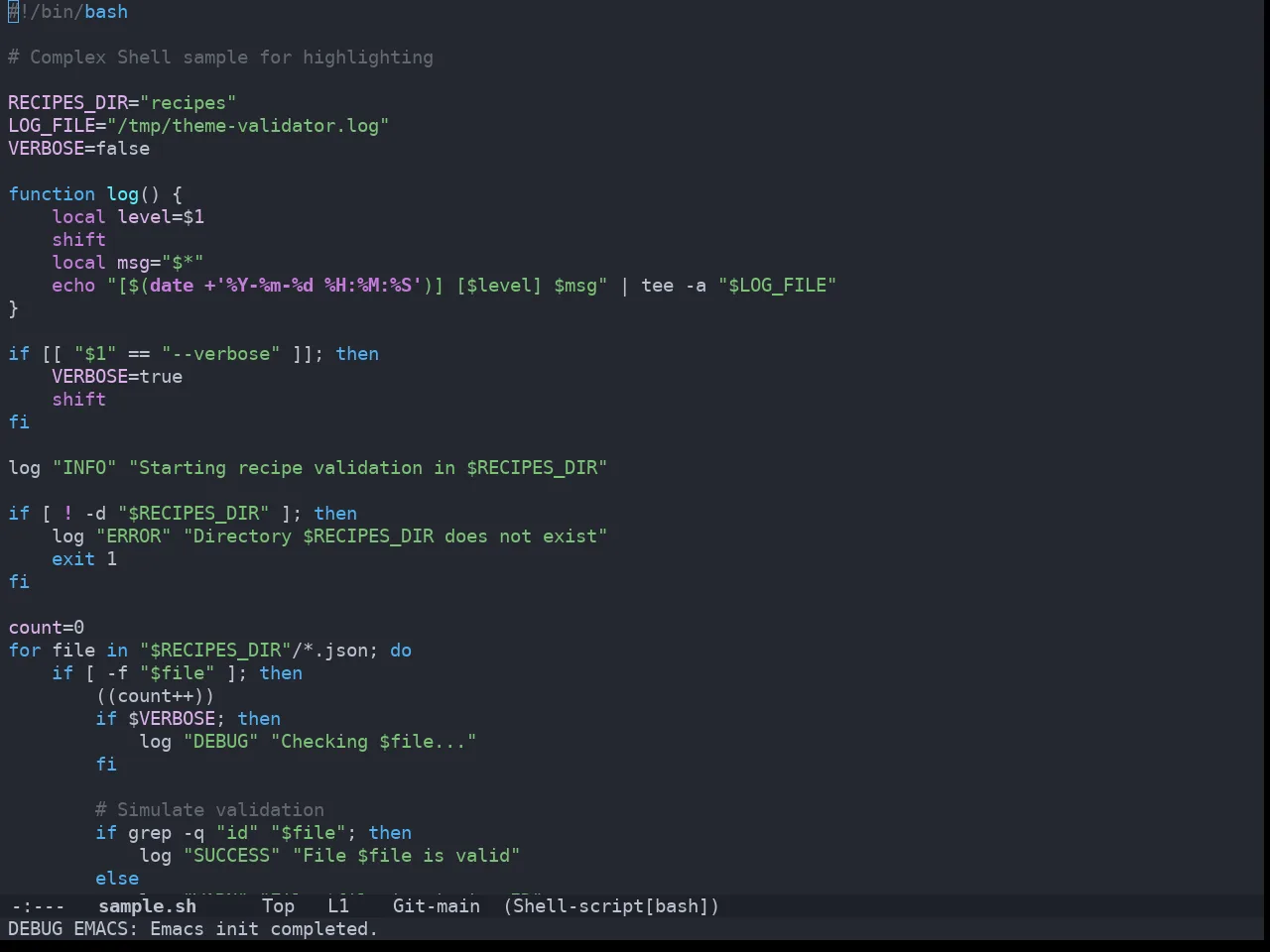 Doom Vibrant Theme in sh-mode