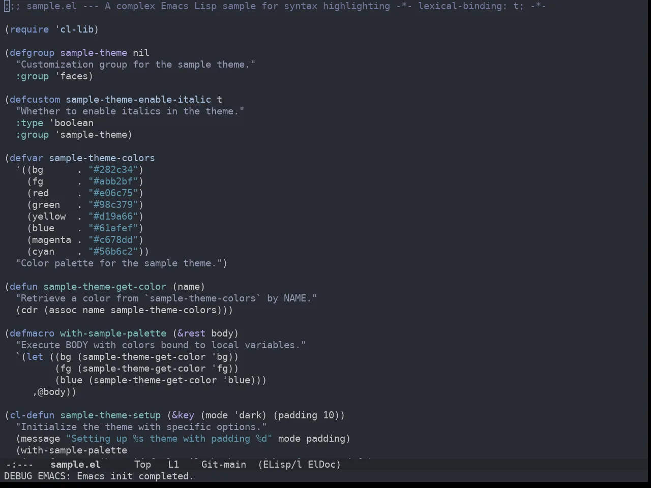 Doom Wilmersdorf Theme in emacs-lisp-mode