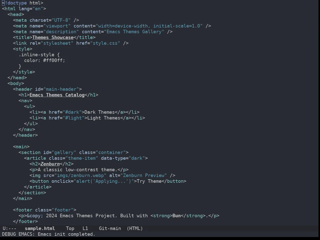 Doom Wilmersdorf Theme in html-mode
