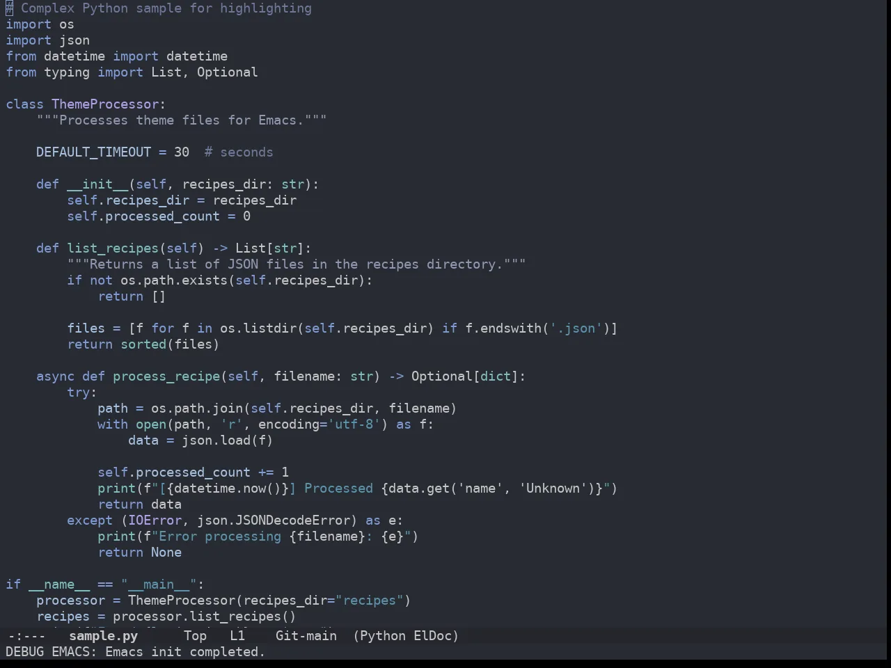 Doom Wilmersdorf Theme in python-mode