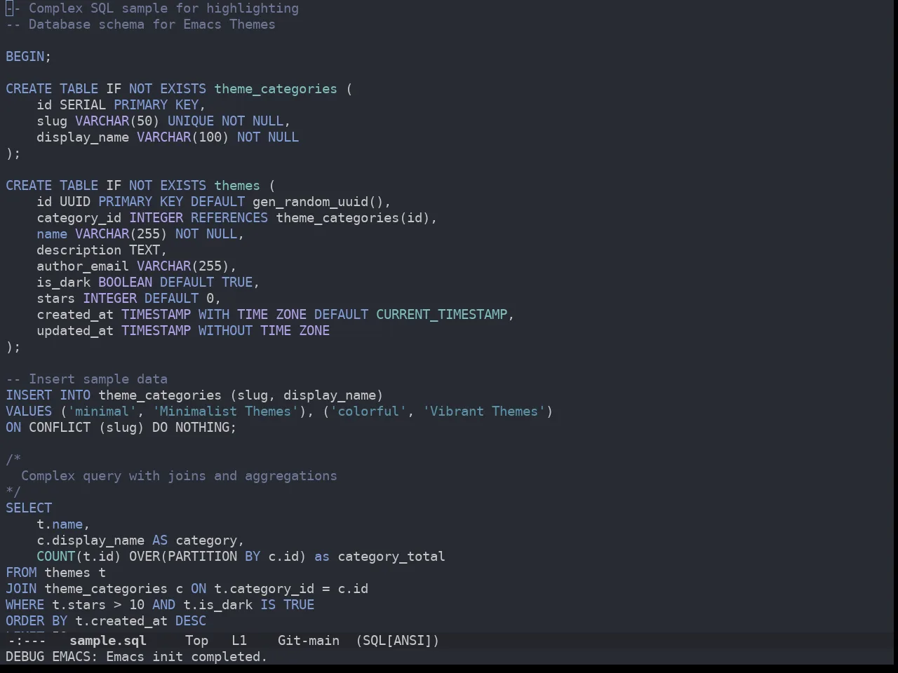 Doom Wilmersdorf Theme in sql-mode