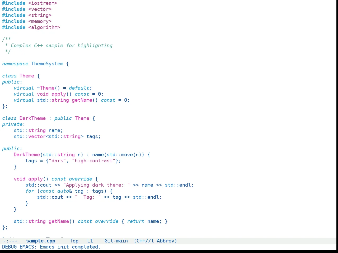 Doom Winter is Coming Light Theme in c++-mode