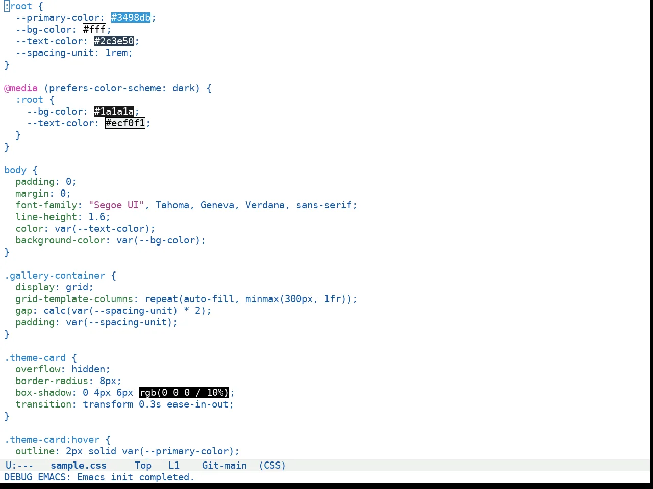 Doom Winter is Coming Light Theme in css-mode