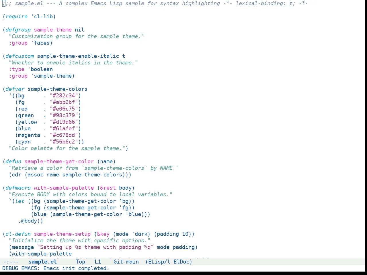 Doom Winter is Coming Light Theme in emacs-lisp-mode