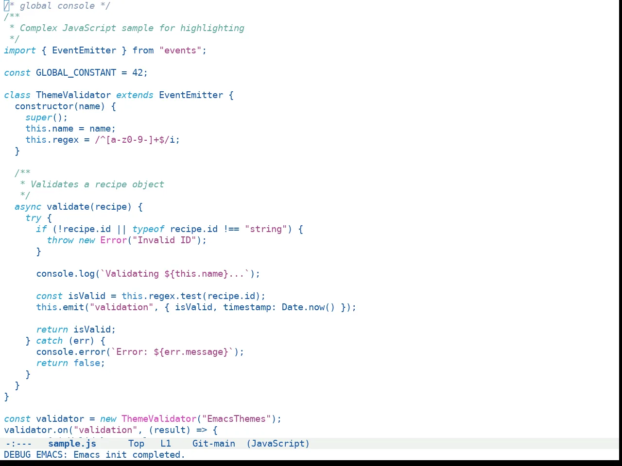Doom Winter is Coming Light Theme in javascript-mode