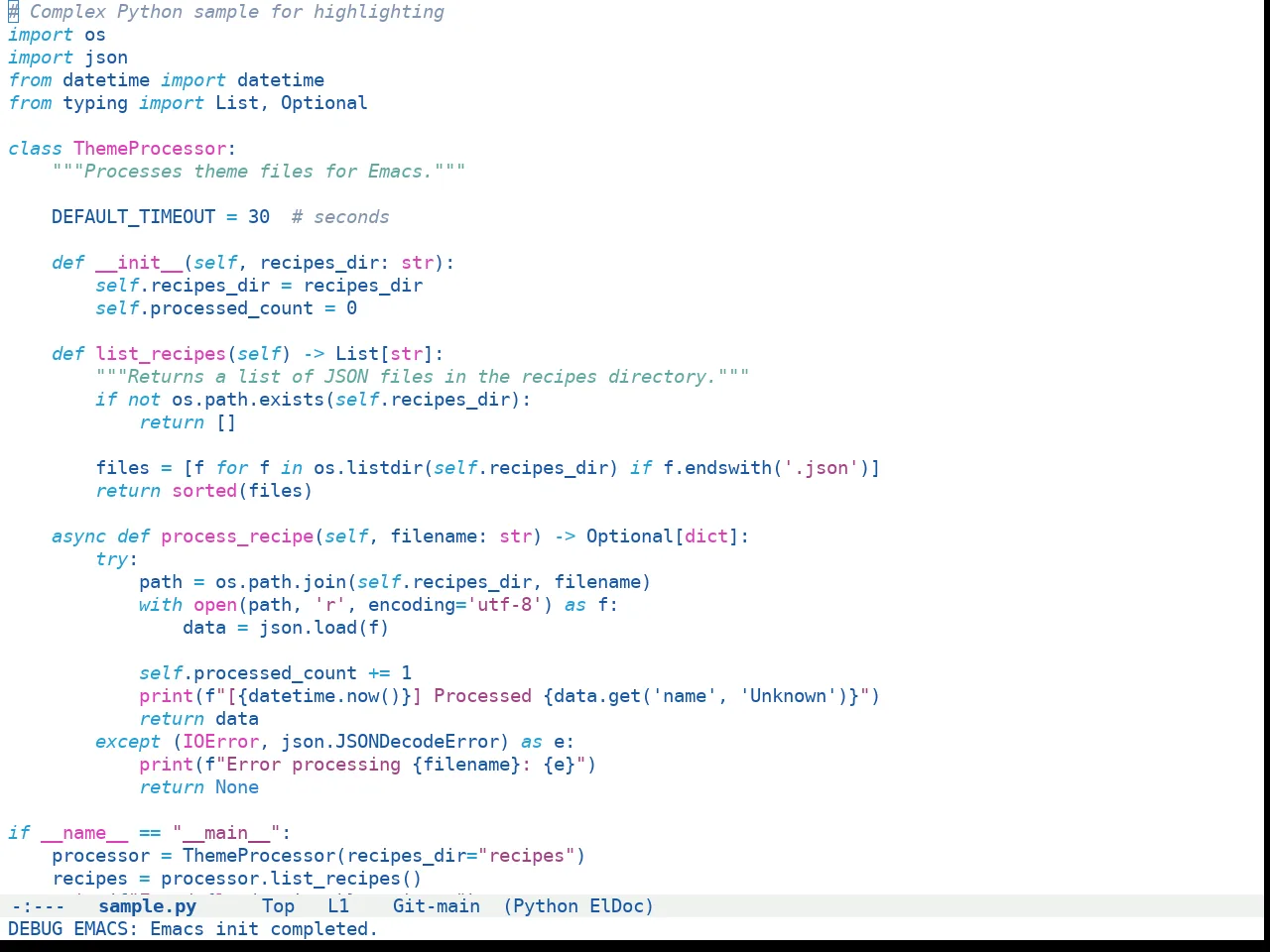 Doom Winter is Coming Light Theme in python-mode