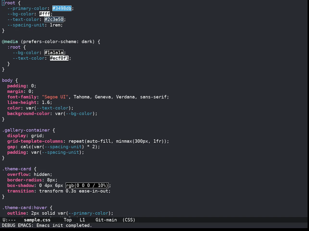 Doom Xcode Theme in css-mode