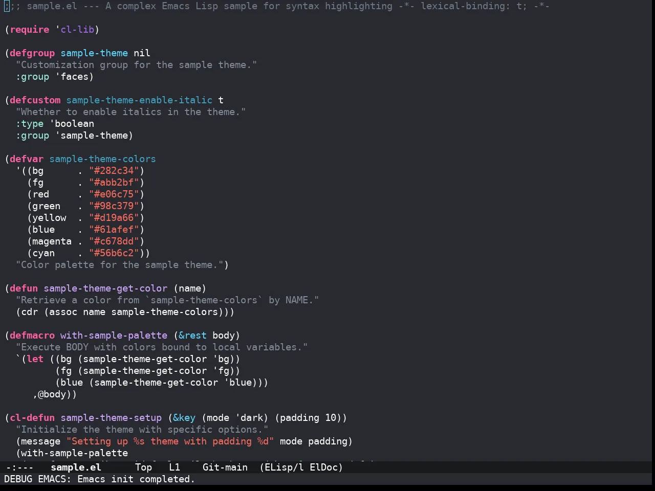 Doom Xcode Theme in emacs-lisp-mode