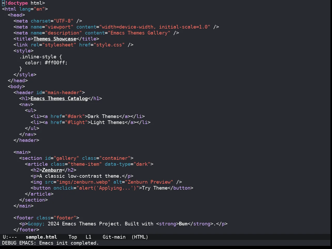 Doom Xcode Theme in html-mode