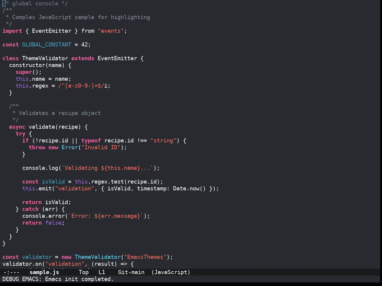 Doom Xcode Theme in javascript-mode