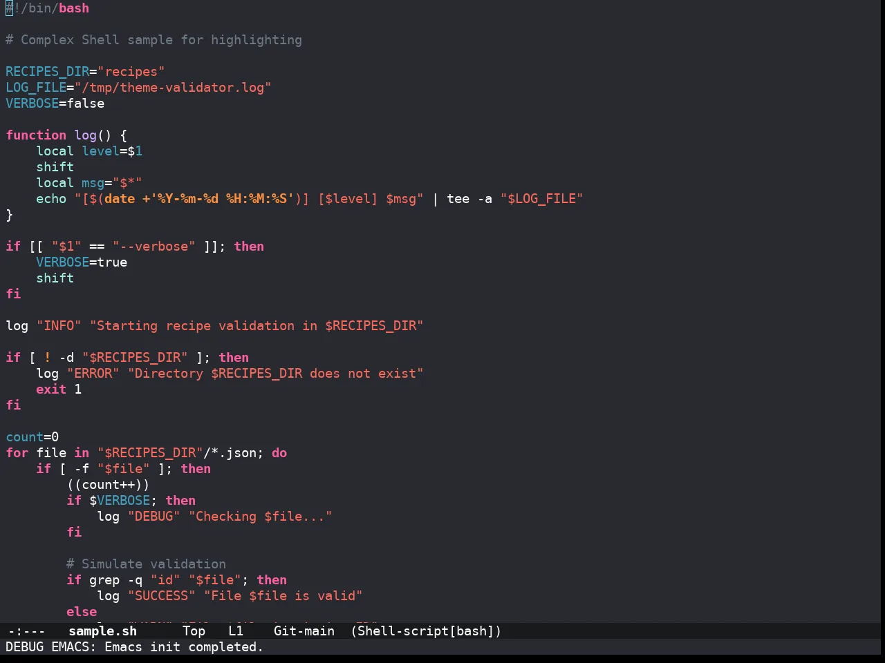 Doom Xcode Theme in sh-mode