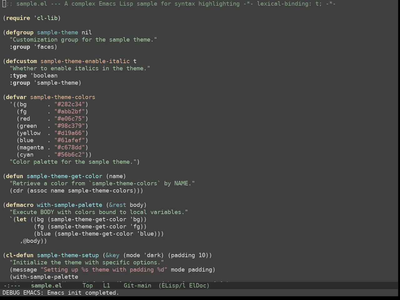 Doom Zenburn Theme in emacs-lisp-mode