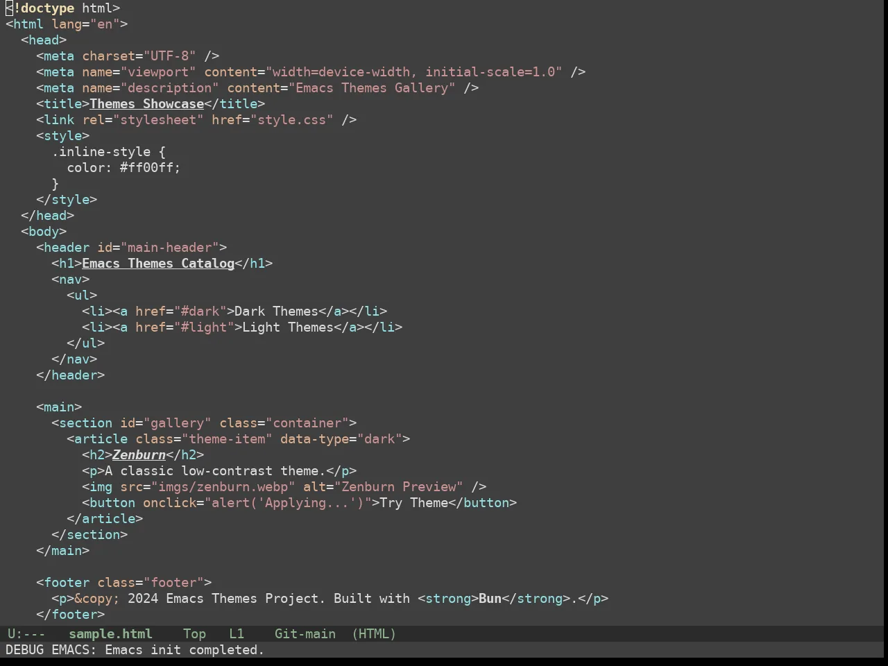 Doom Zenburn Theme in html-mode