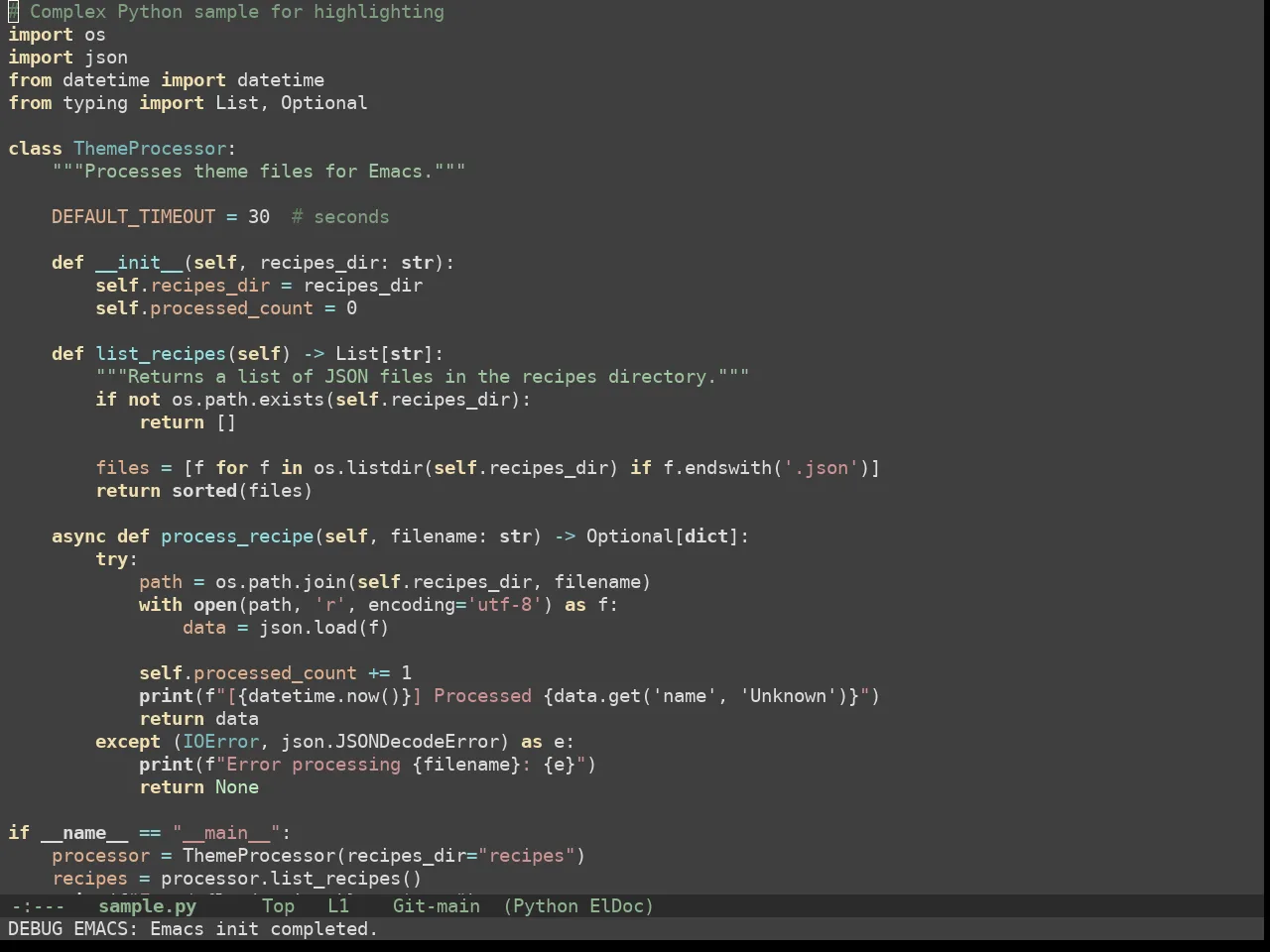 Doom Zenburn Theme in python-mode