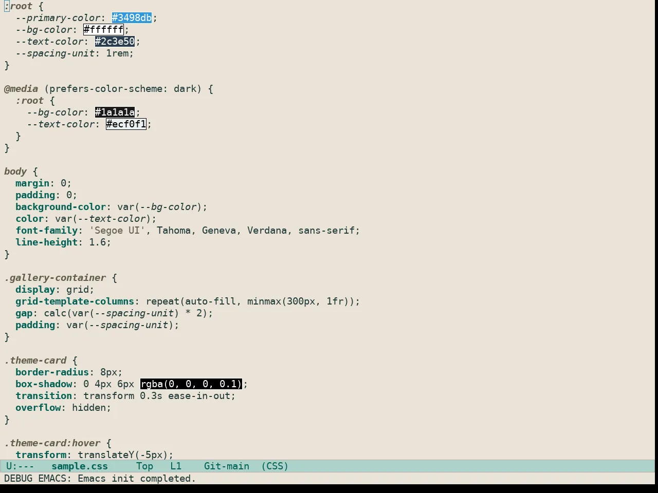 Doric Beach Theme in css-mode