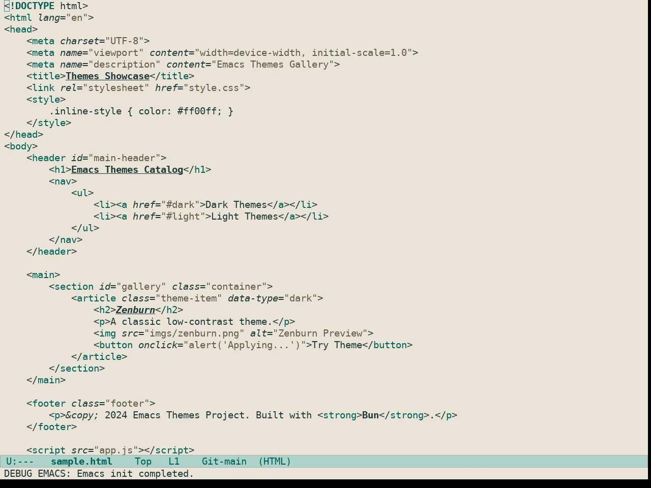 Doric Beach Theme in html-mode