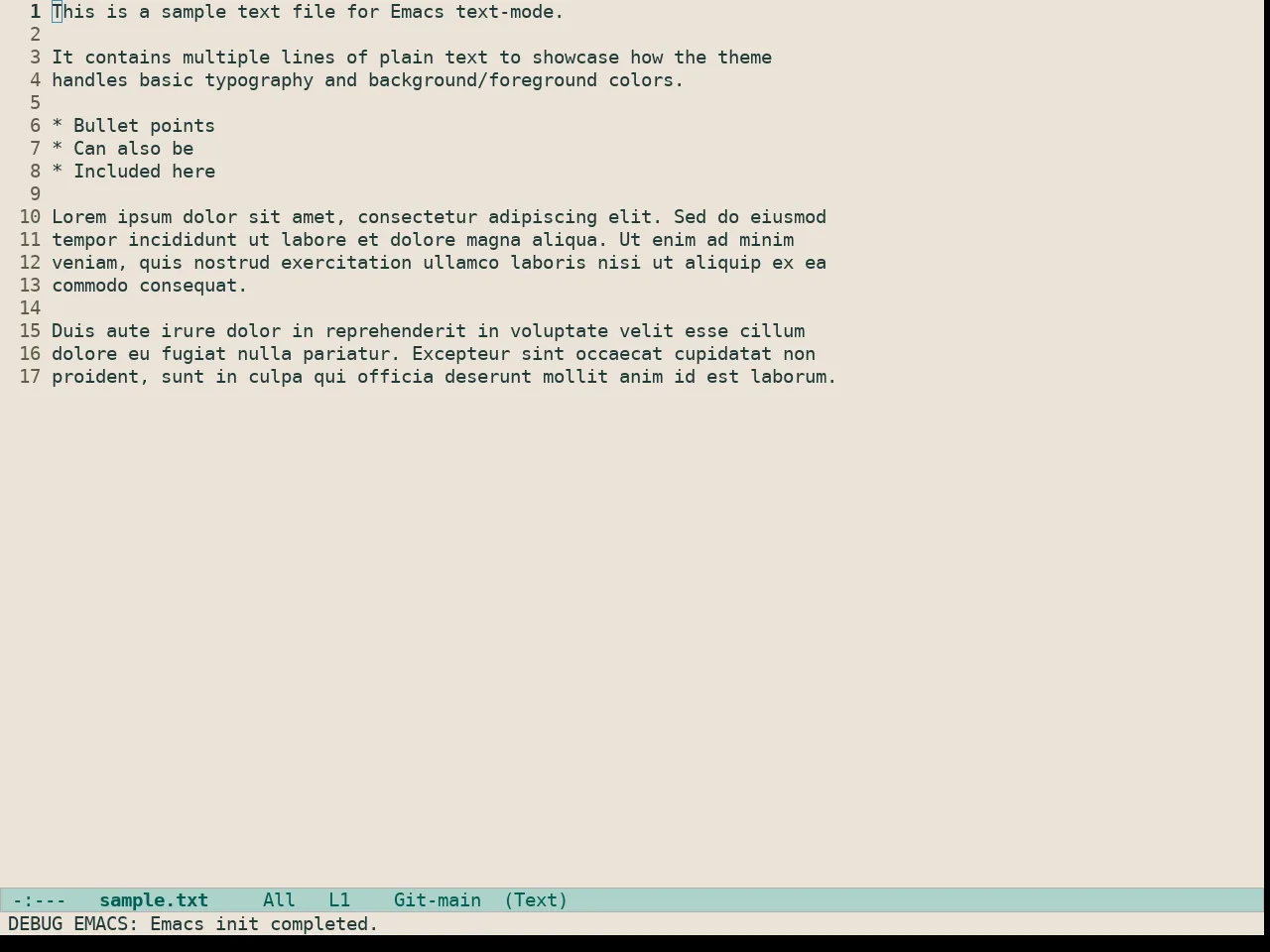 Doric Beach Theme in text-mode