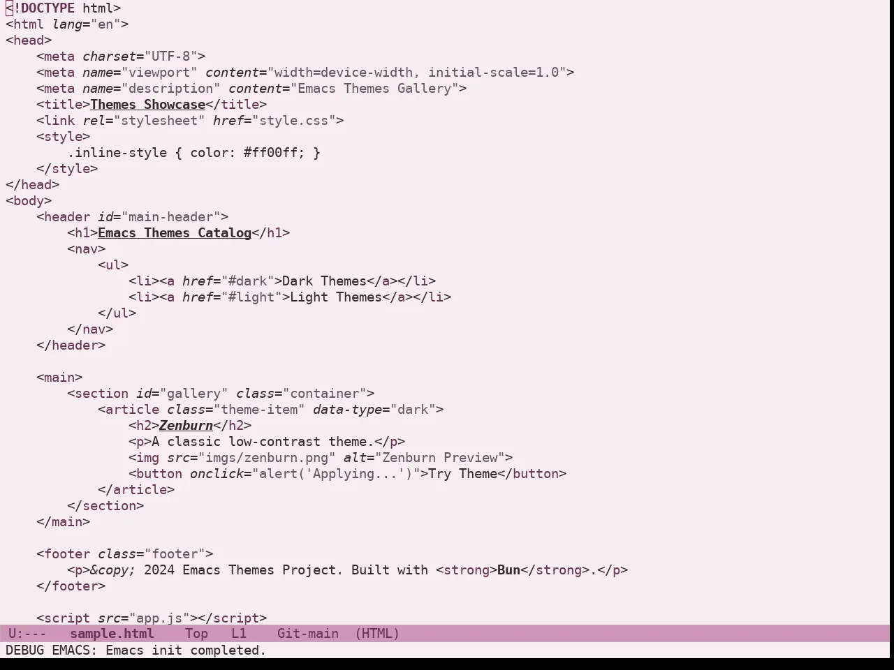 Doric Cherry Theme in html-mode