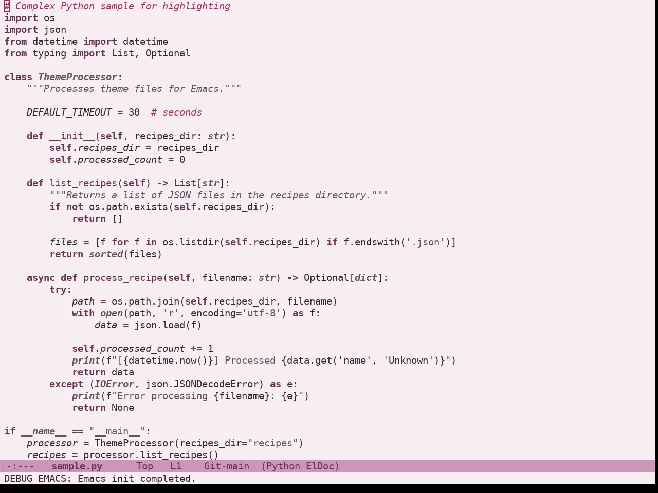 Doric Cherry Theme in python-mode