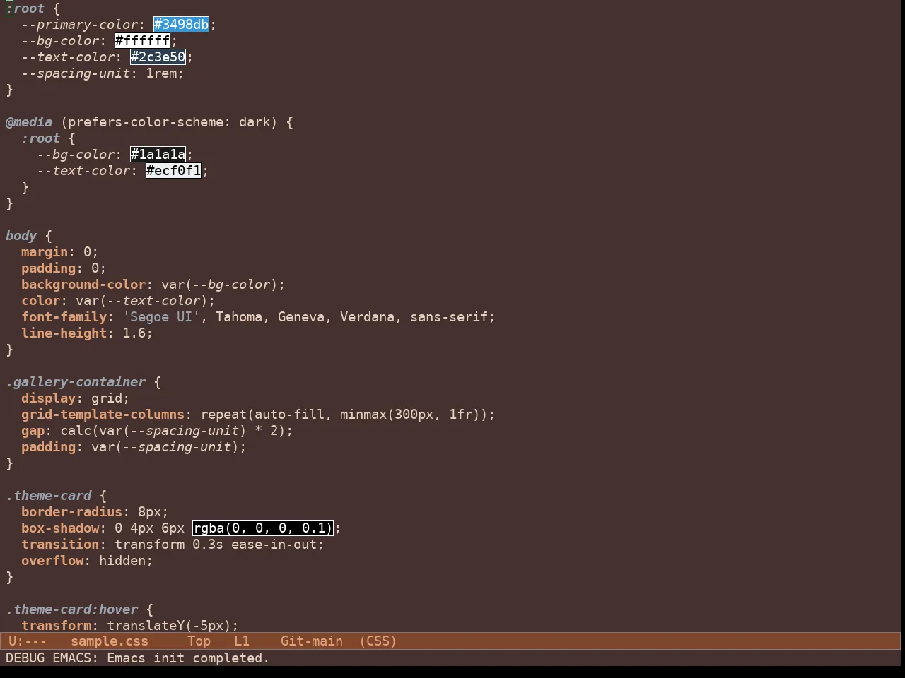 Doric Copper Theme in css-mode