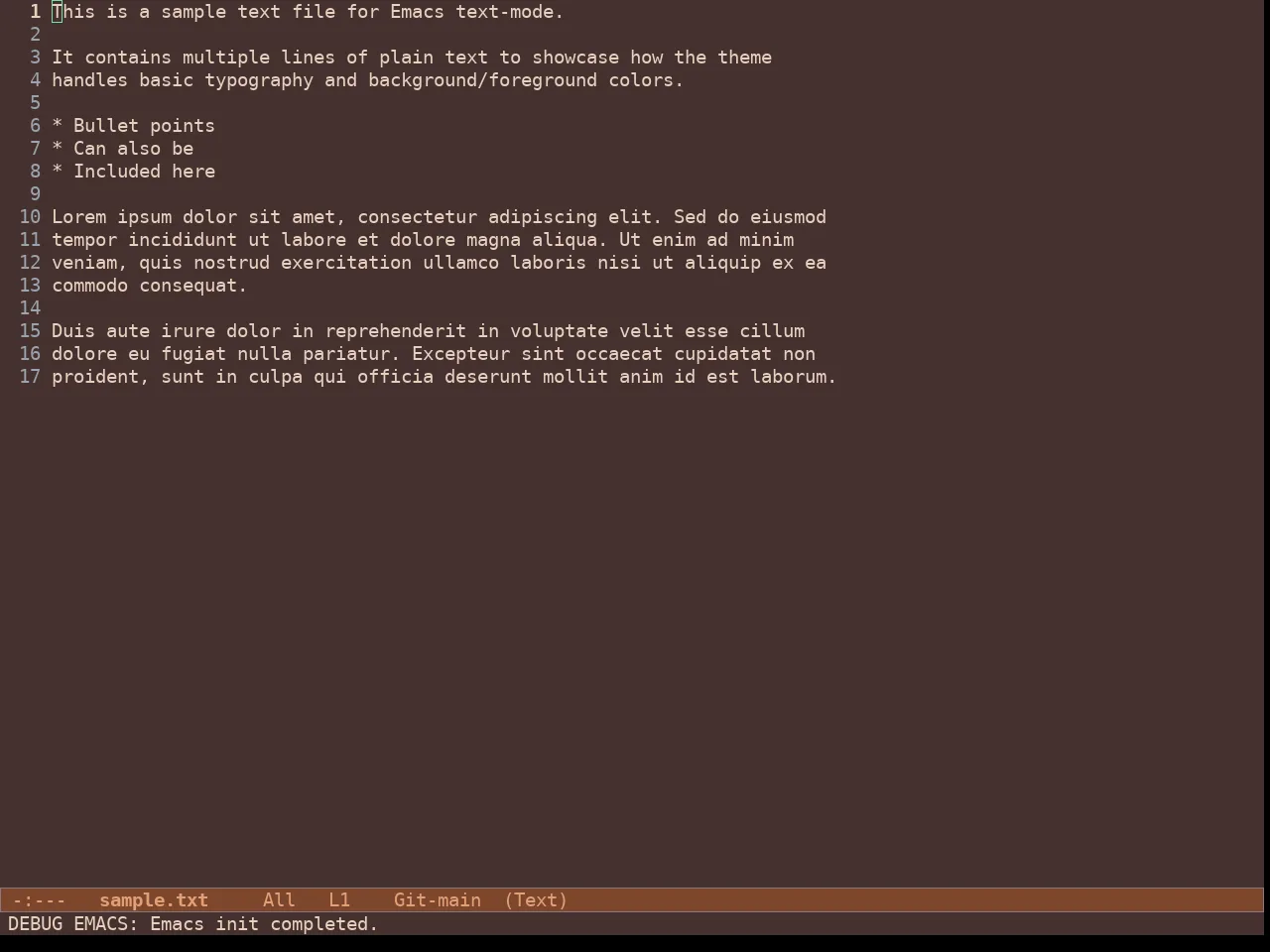 Doric Copper Theme in text-mode