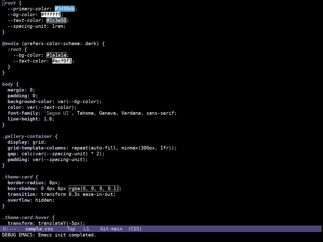 Doric Dark Theme in css-mode