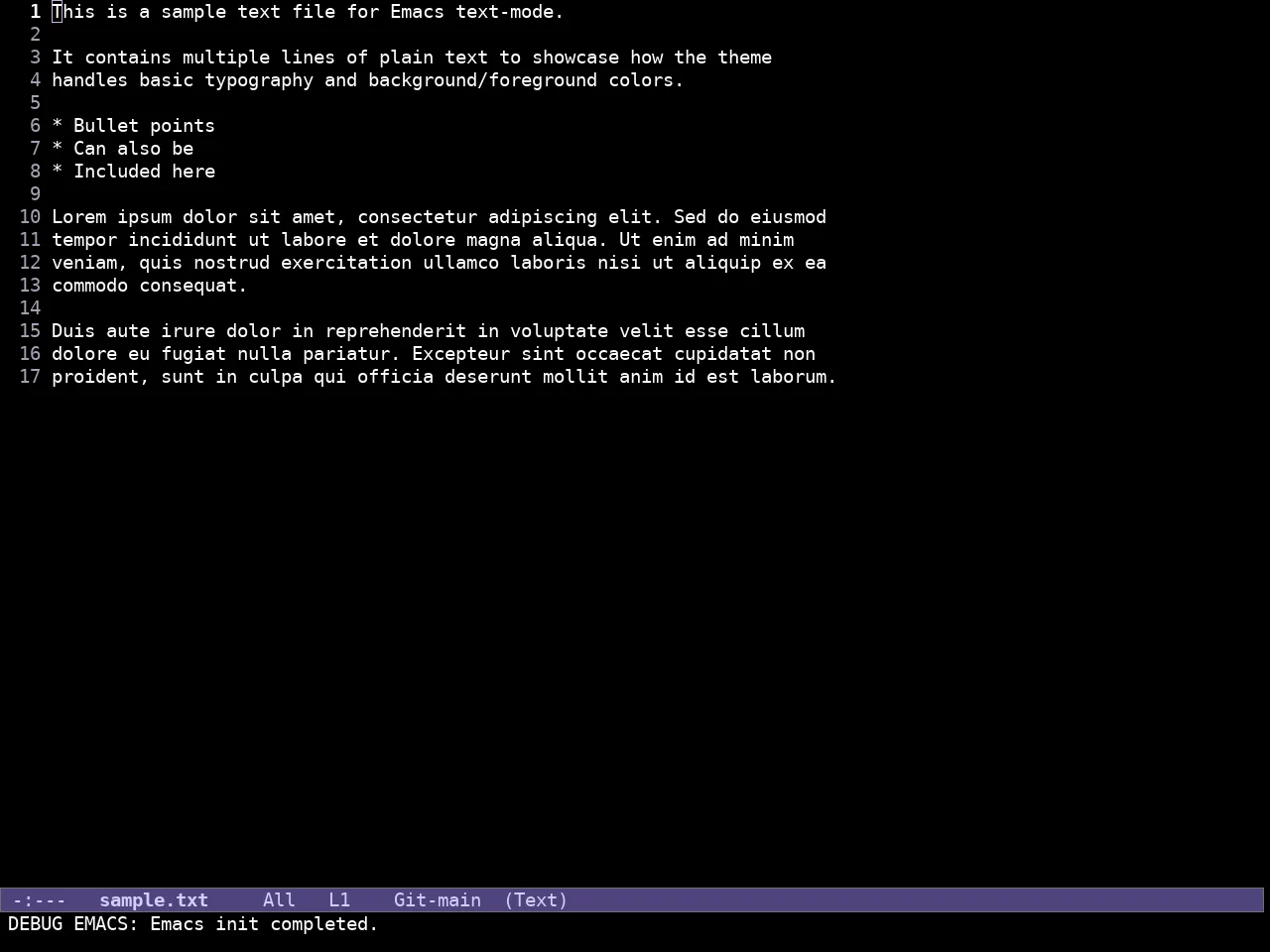 Doric Dark Theme in text-mode