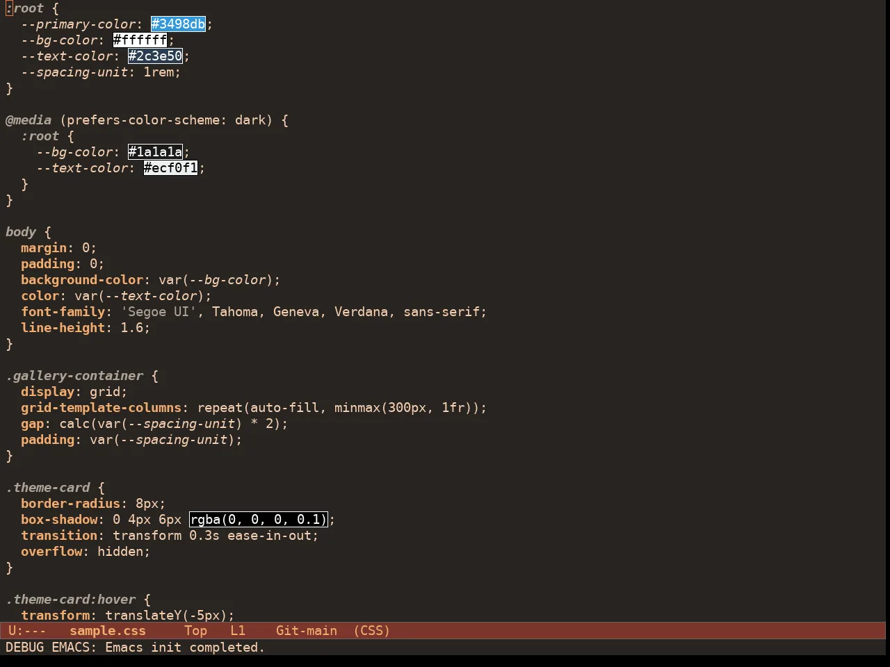 Doric Fire Theme in css-mode