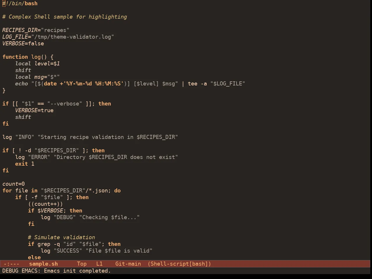 Doric Fire Theme in sh-mode