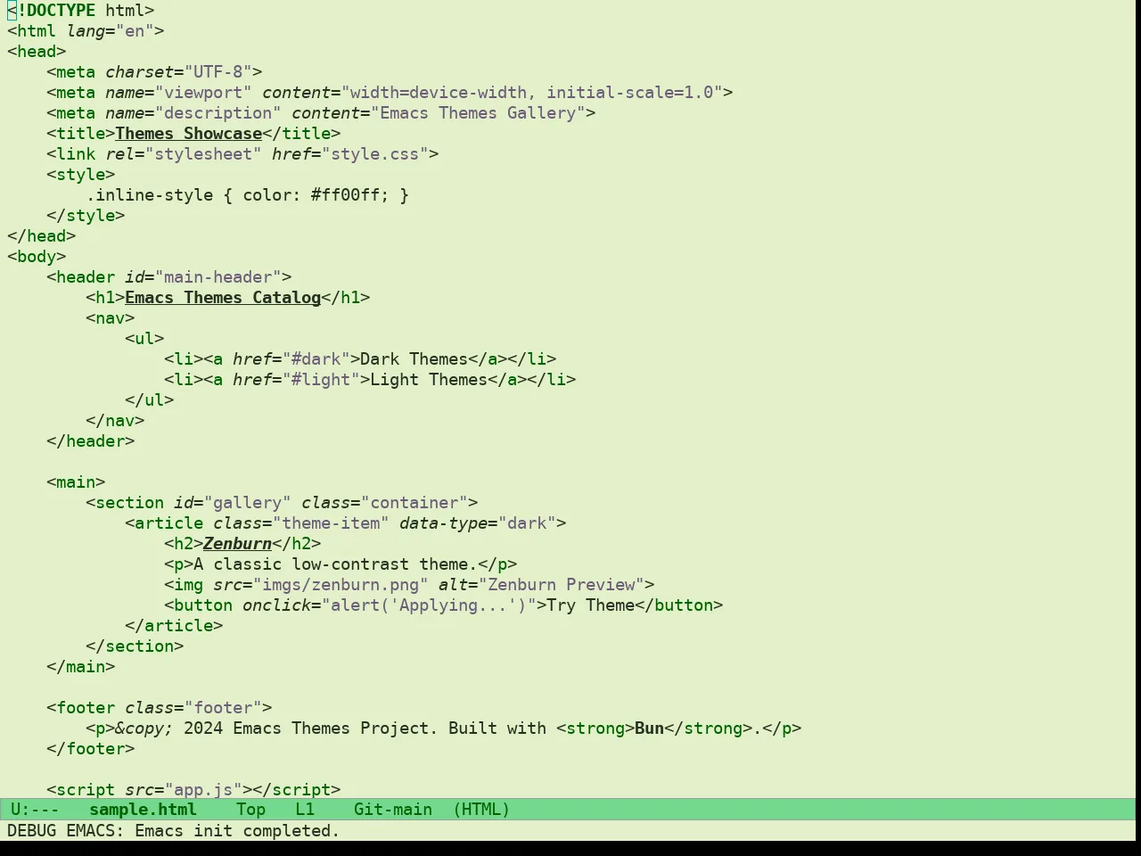 Doric Jade Theme in html-mode